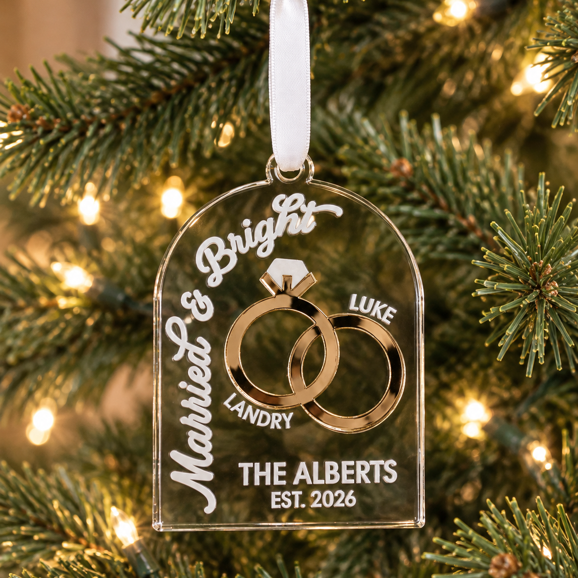 Married & Bright Wedding Ornament