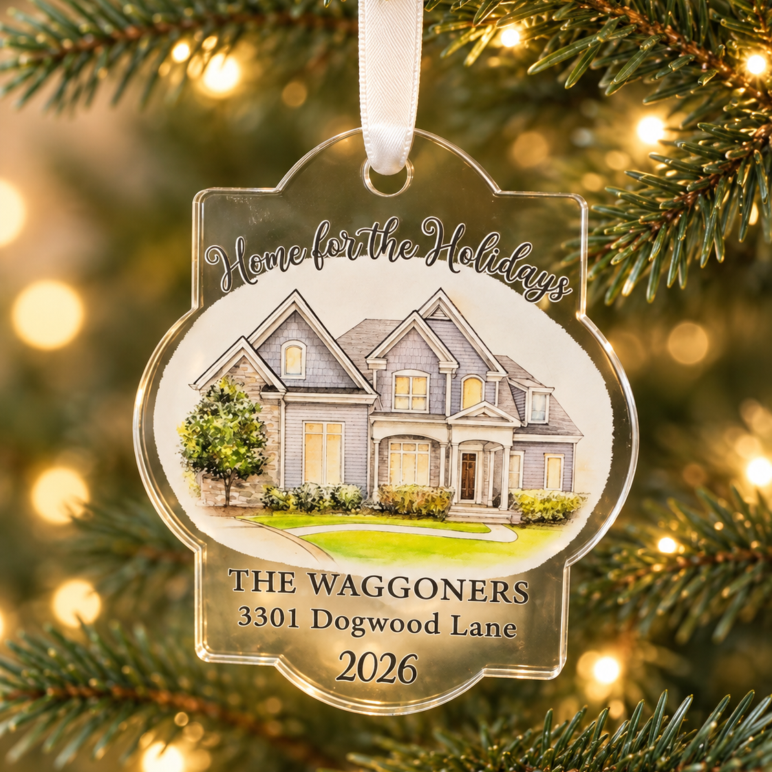 Home for the Holidays Personalized Ornament (Shape 1)