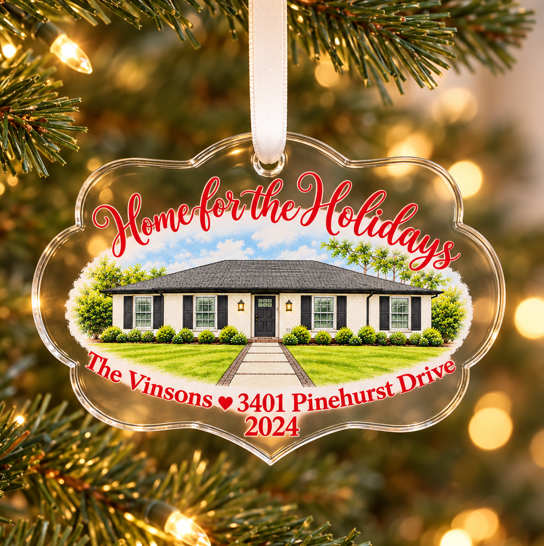 Home for the Holidays Personalized Ornament (Shape 2)