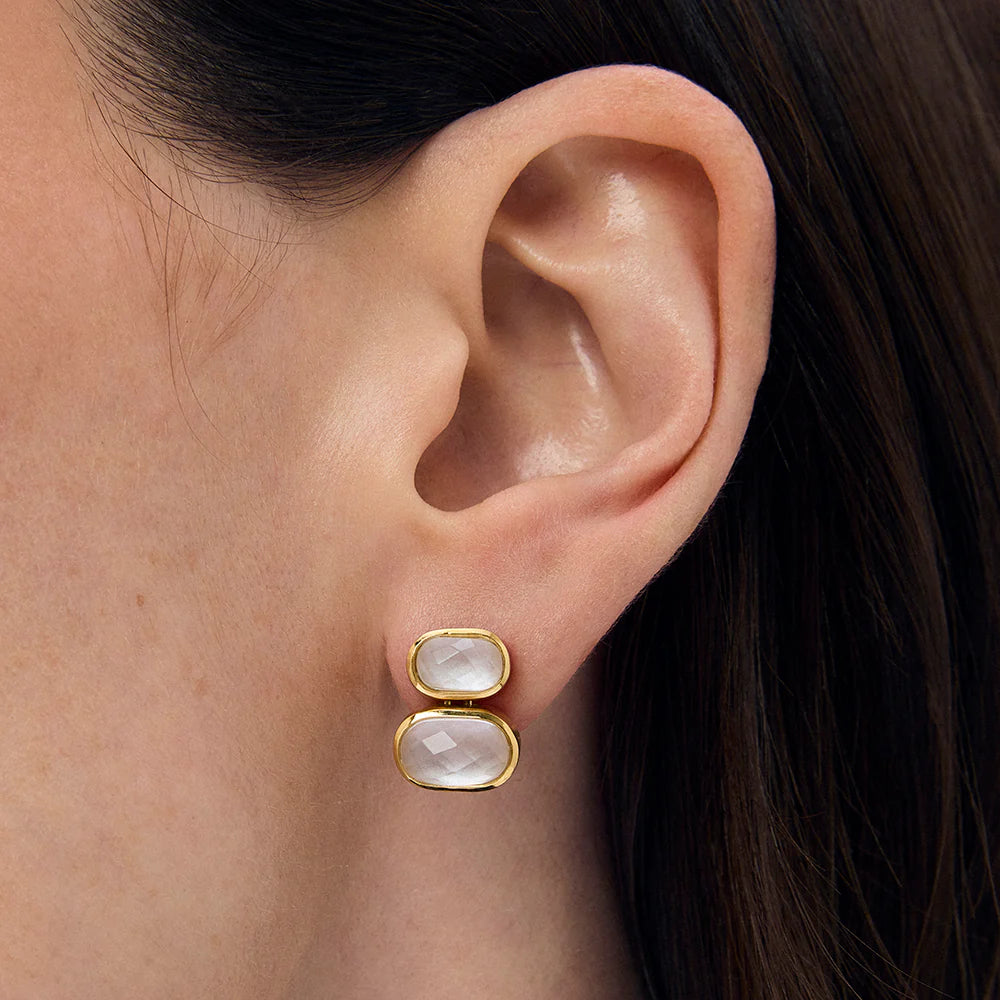Mercer Double Gemstone Drops - Iridescent Pearl