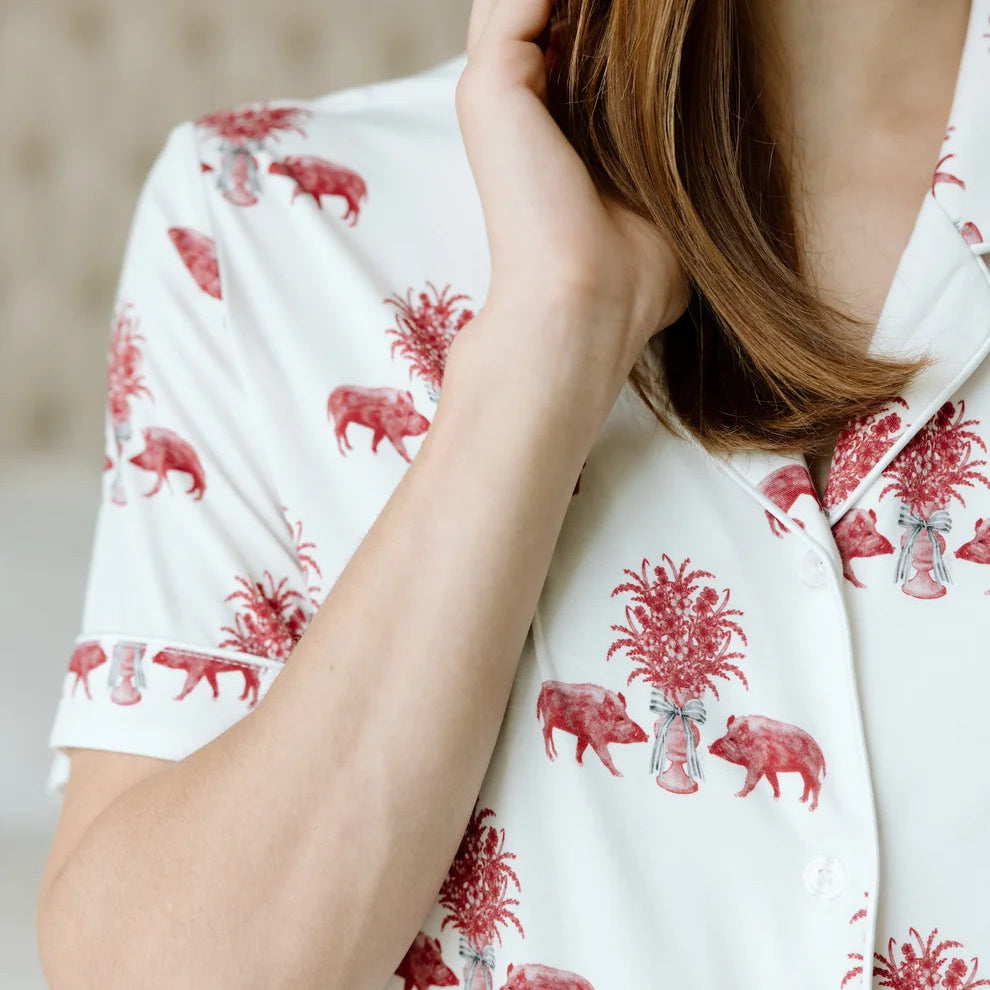 Cardinal & White Heirloom Pajama Shorts Set
