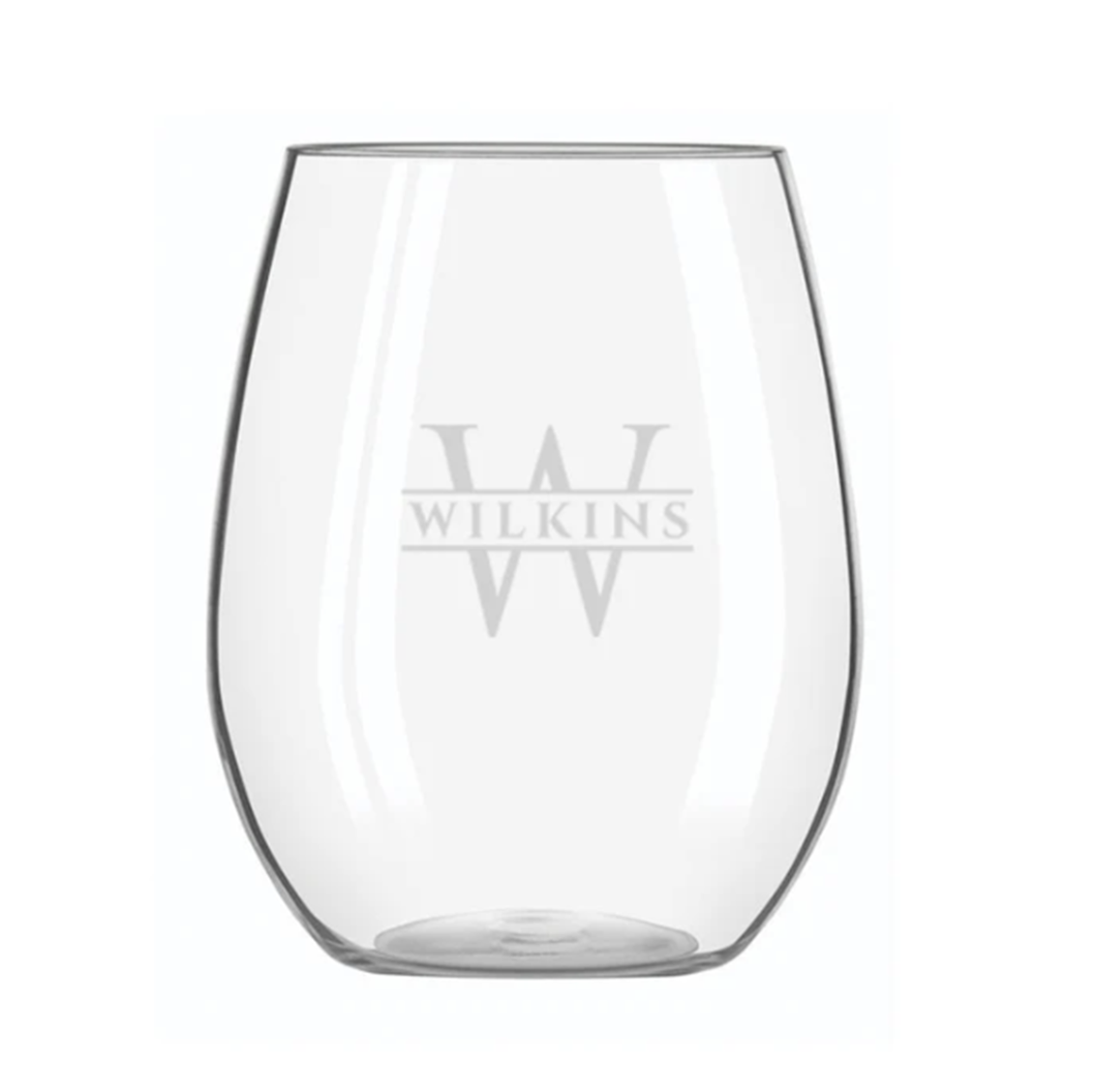 Engraved Acrylic Stemless Wine Glass