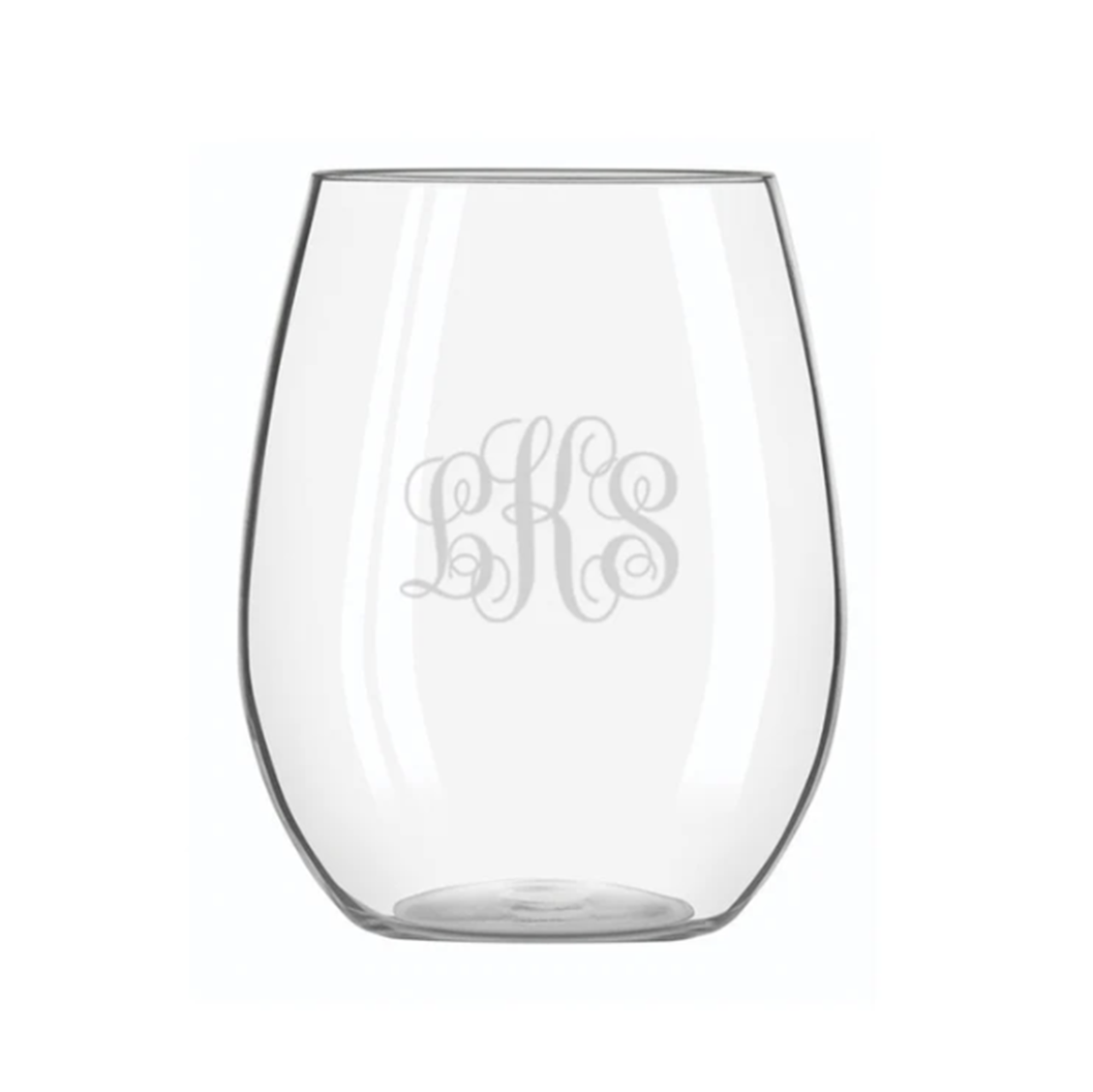 Engraved Acrylic Stemless Wine Glass