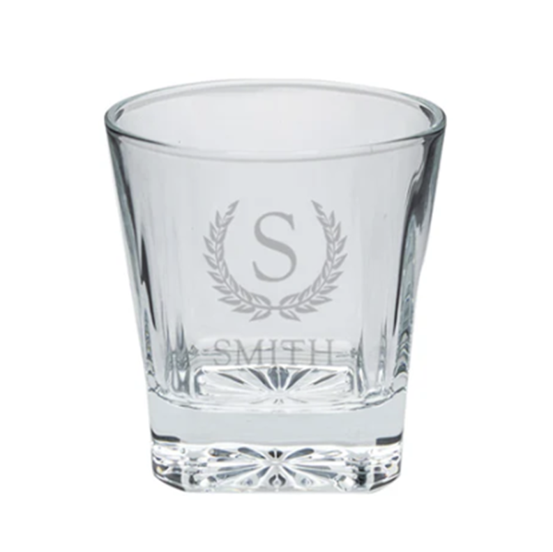 Engraved Opulence Low Ball Glass