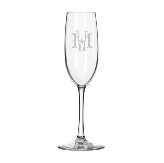 Engraved 8 oz. Glass Champagne Flute