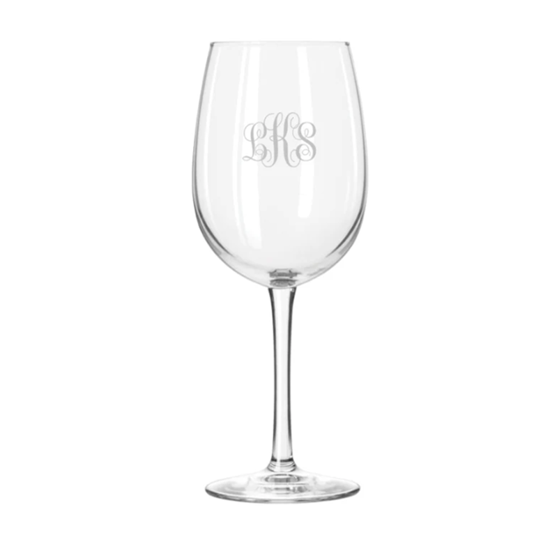 Engraved Stemmed Wine Glass