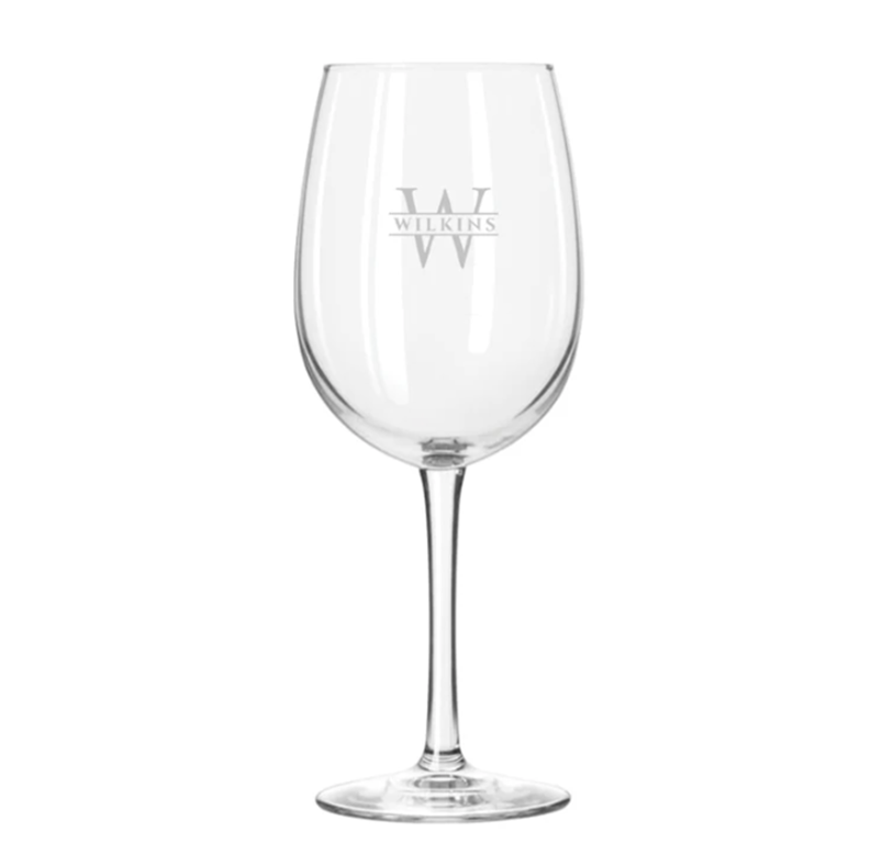 Engraved Stemmed Wine Glass
