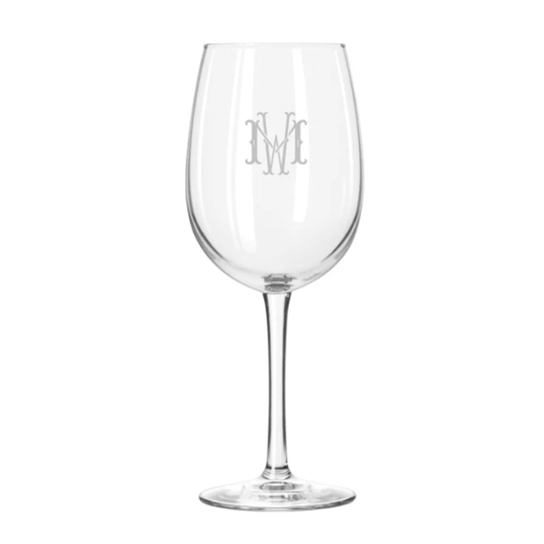 Engraved Stemmed Wine Glass