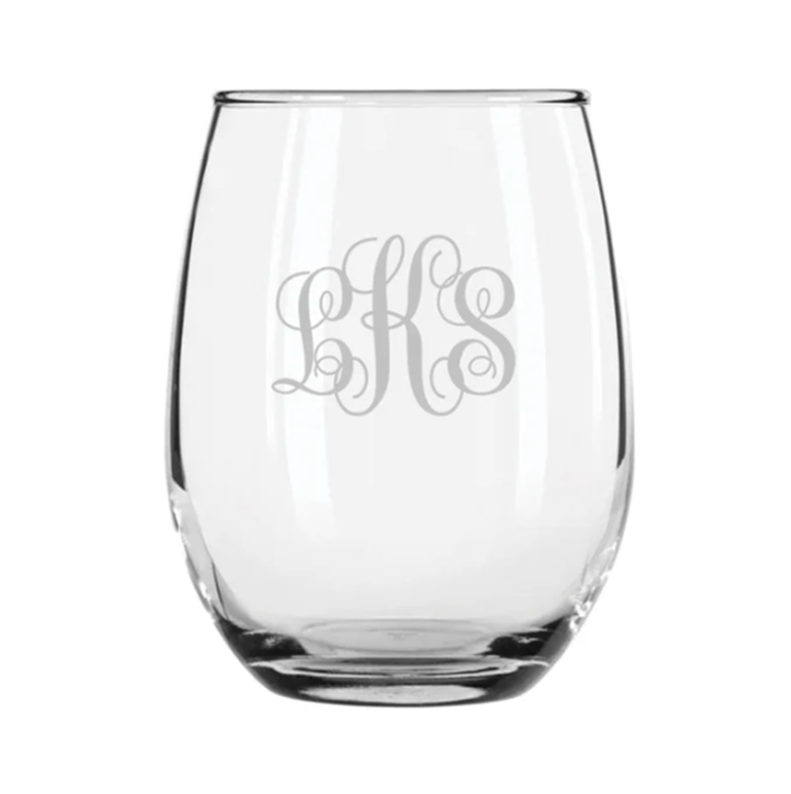 Engraved Stemless Wine Glass