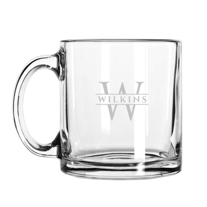 Engraved Glass Coffee Mug