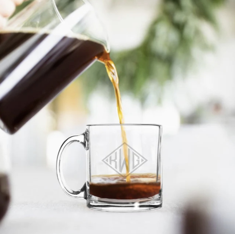 Engraved Glass Coffee Mug