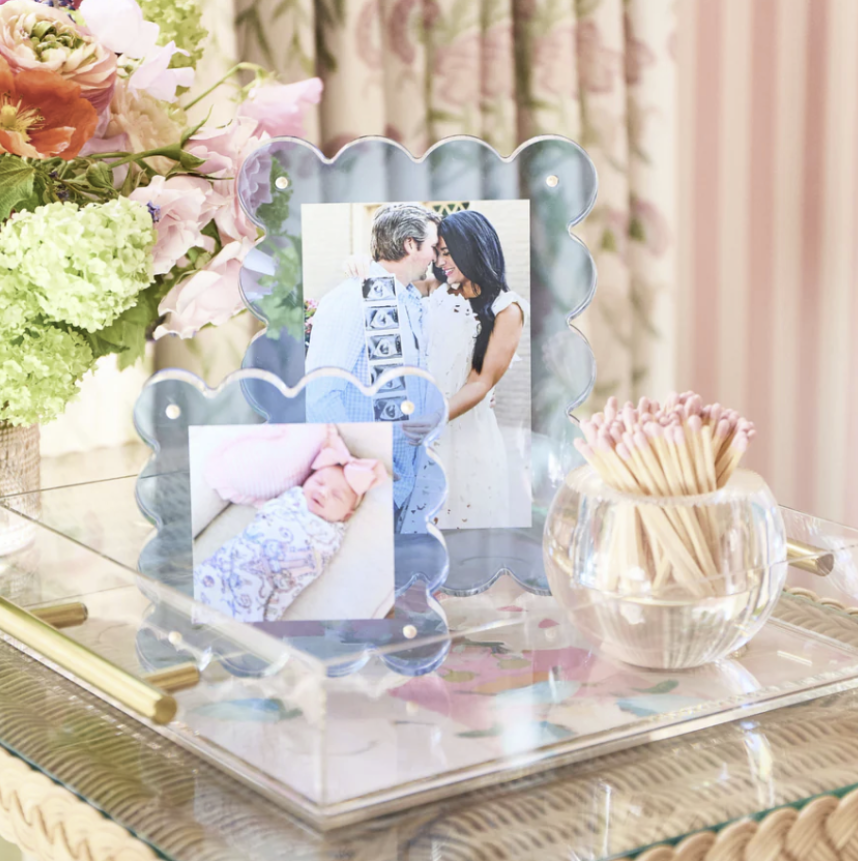 Mini Neon Blue Scalloped Acrylic Frame