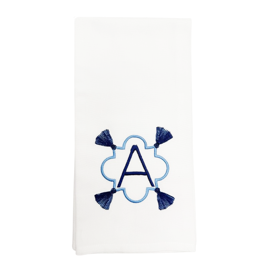 Navy Tassel Initial Towel