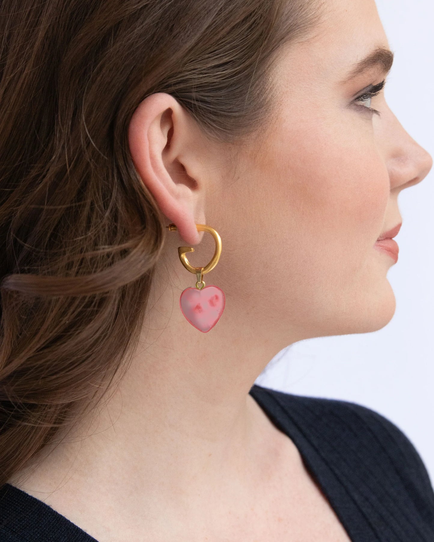 Gigi Heart Earrings - Pink Quartz