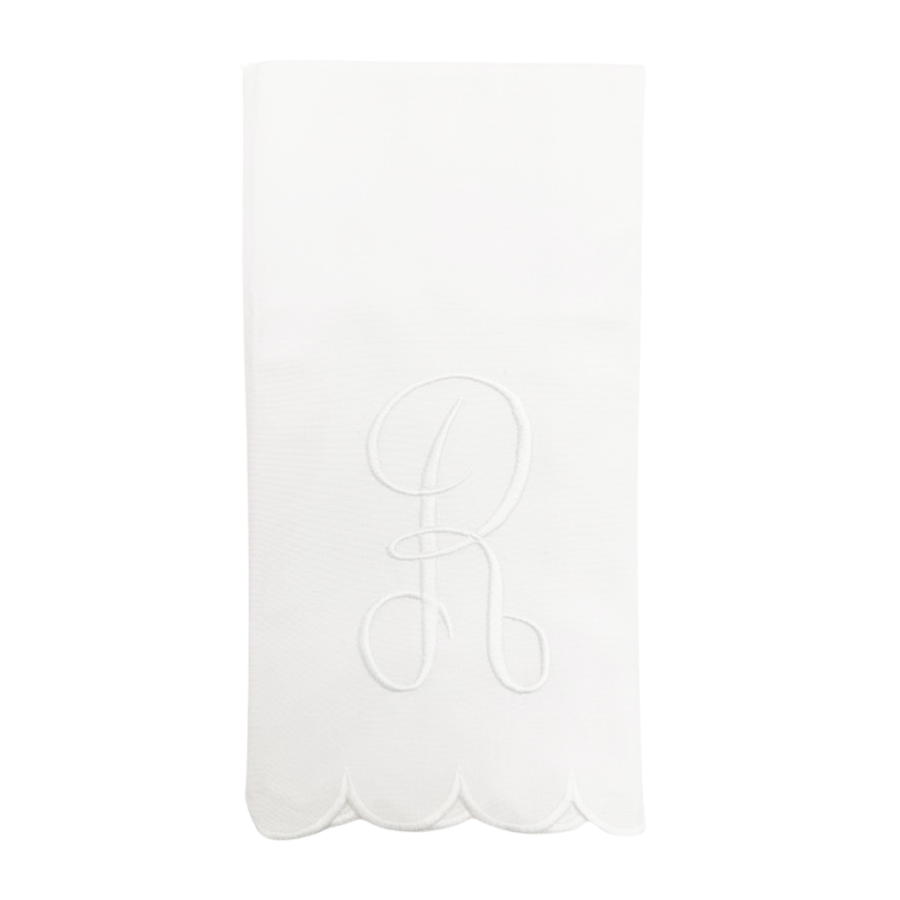 White Scallop Initial Towel