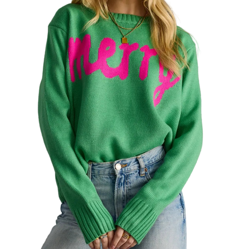 Mint Merry Sweater, front