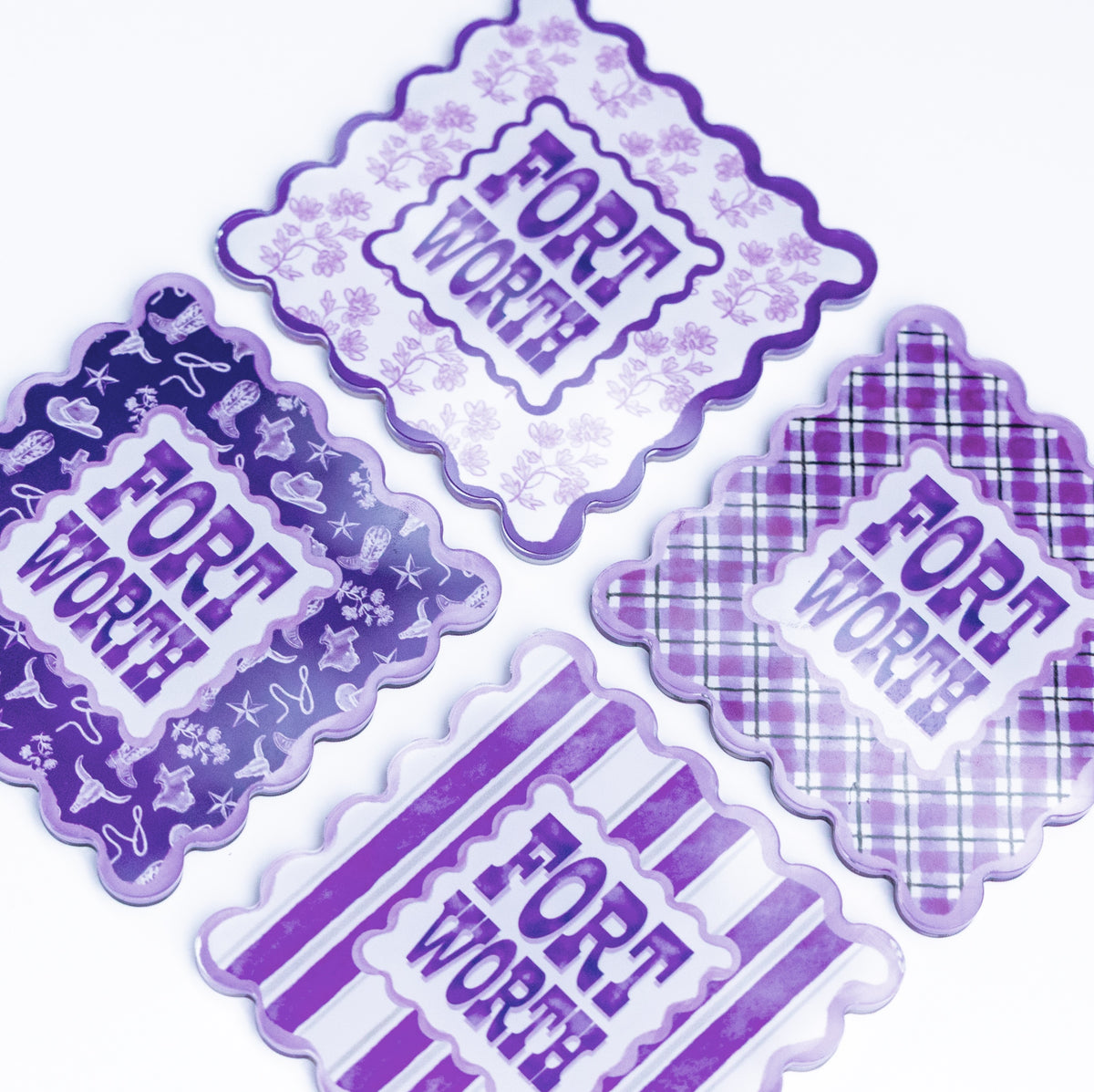 Fort Worth Scalloped Acrylic Coasters (Set of 4)