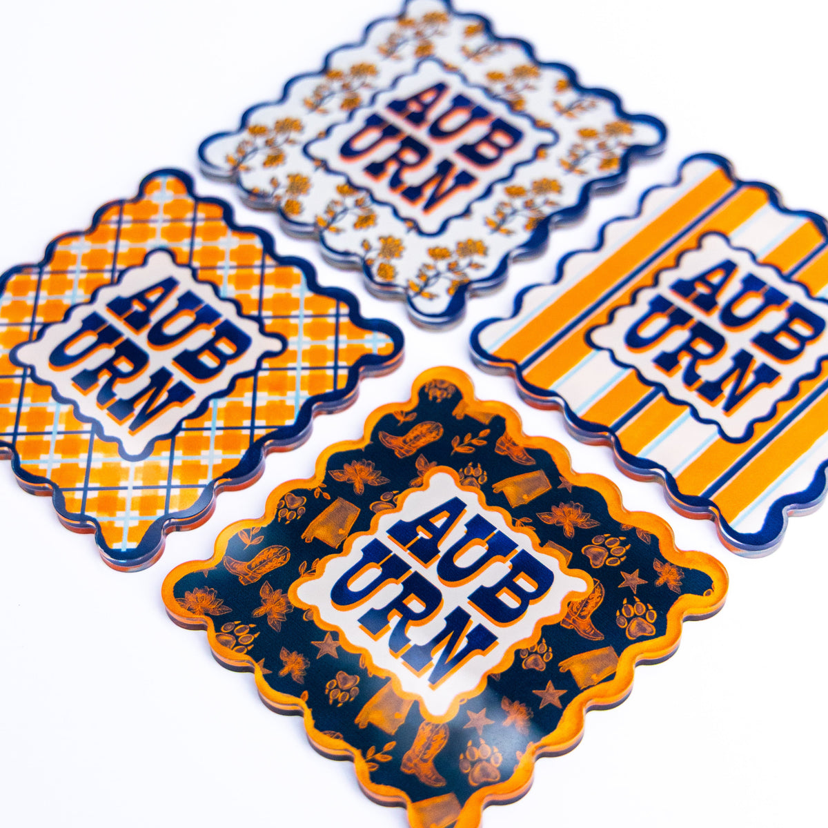 Auburn Scalloped Acrylic Coasters (Set of 4)