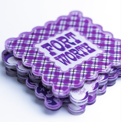 Fort Worth Scalloped Acrylic Coasters (Set of 4)