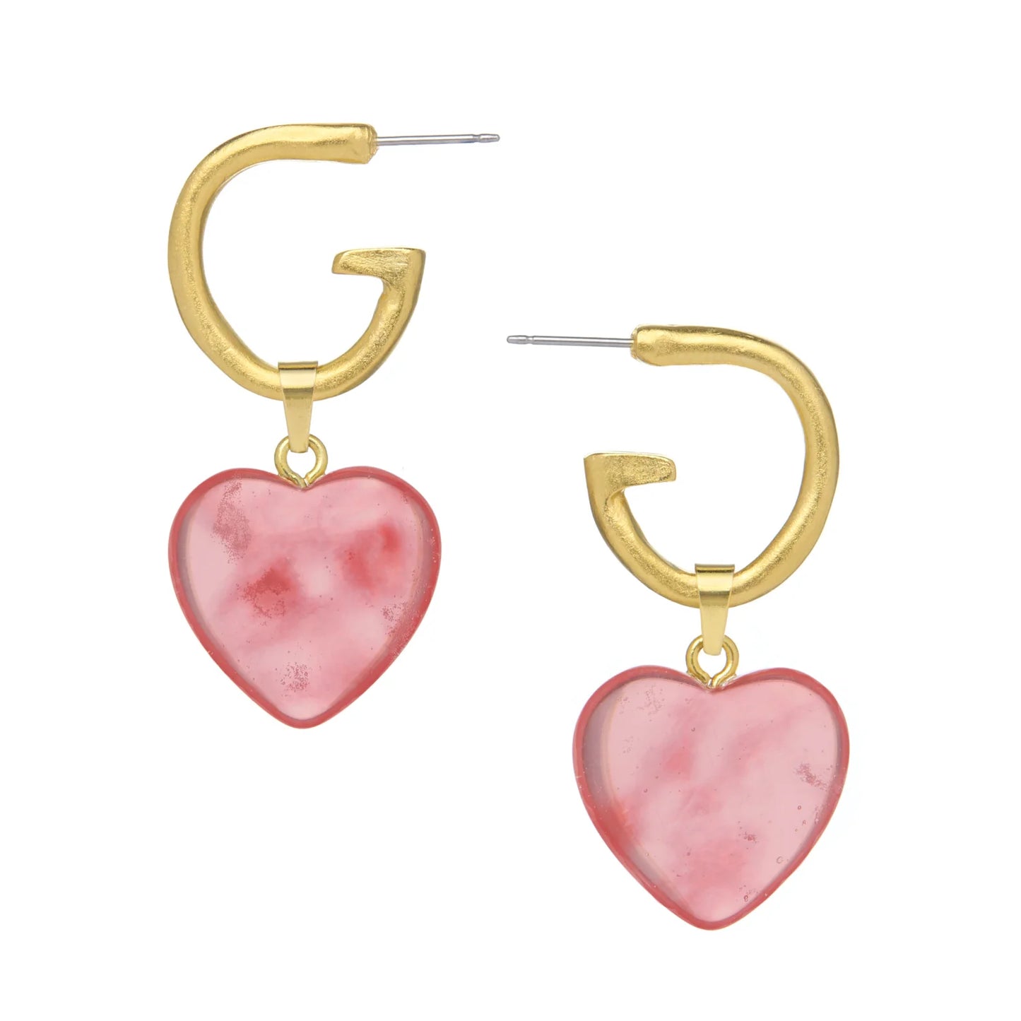 Gigi Heart Earrings - Pink Quartz