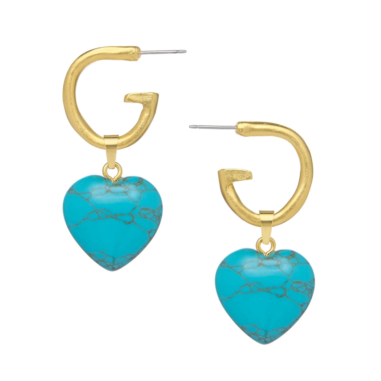 Gigi Heart Earrings - Turquoise