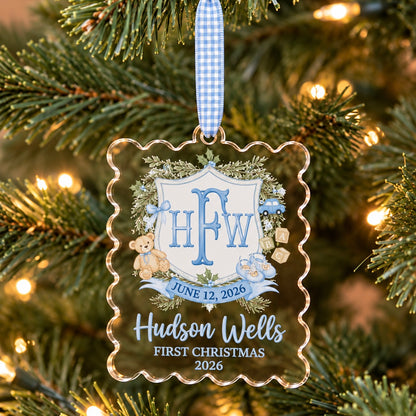 Baby's First Christmas Monogram Crest Ornament