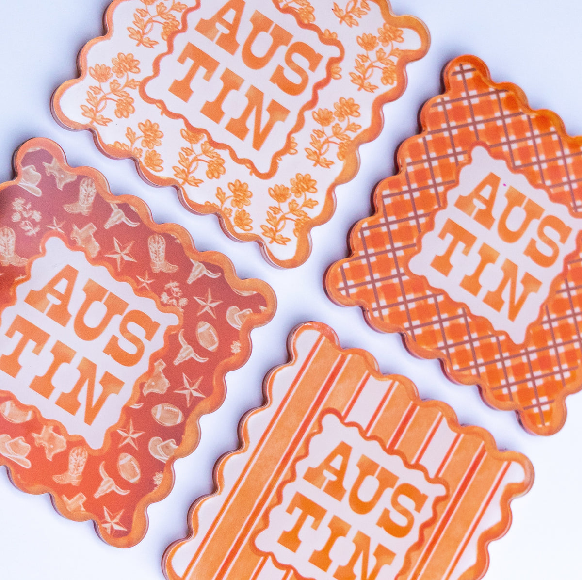 Austin Scalloped Acrylic Coasters (Set of 4)