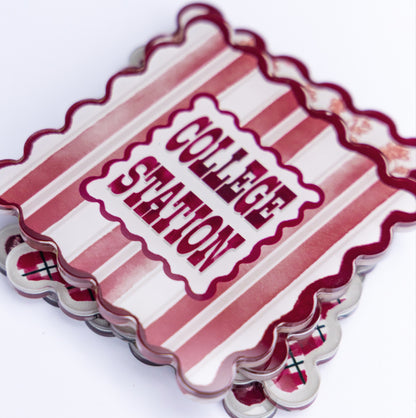 College Station Scalloped Acrylic Coasters (Set of 4)