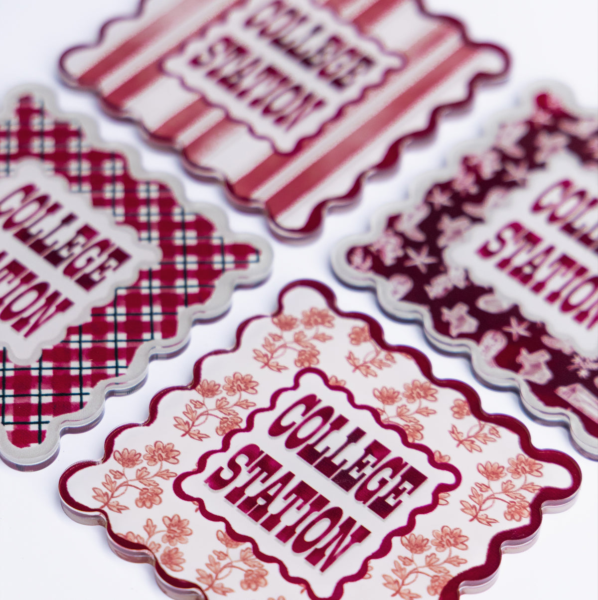 College Station Scalloped Acrylic Coasters (Set of 4)