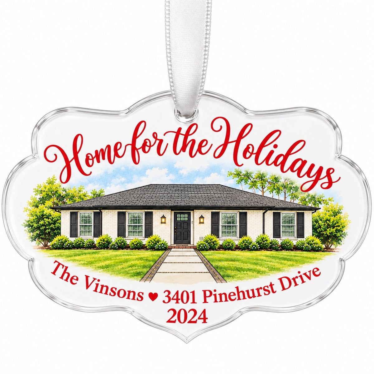 Home for the Holidays Personalized Ornament (Shape 2)