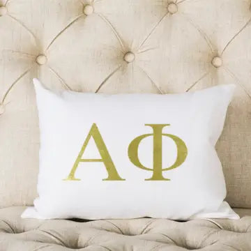 Sorority White and Gold Pillow