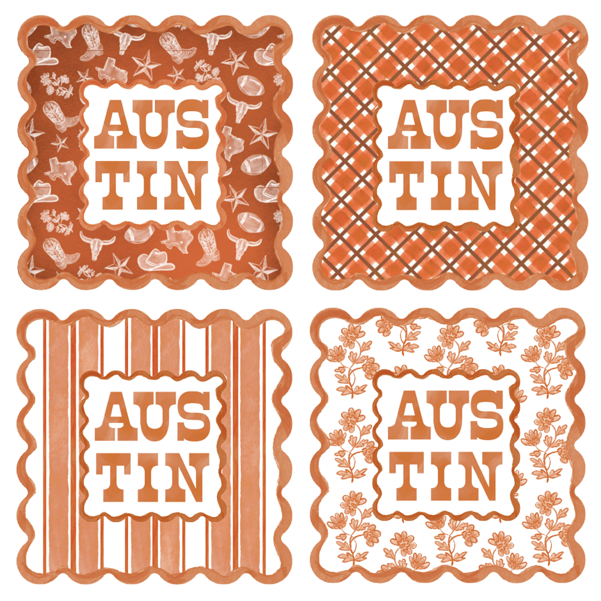 Austin Scalloped Acrylic Coasters (Set of 4)