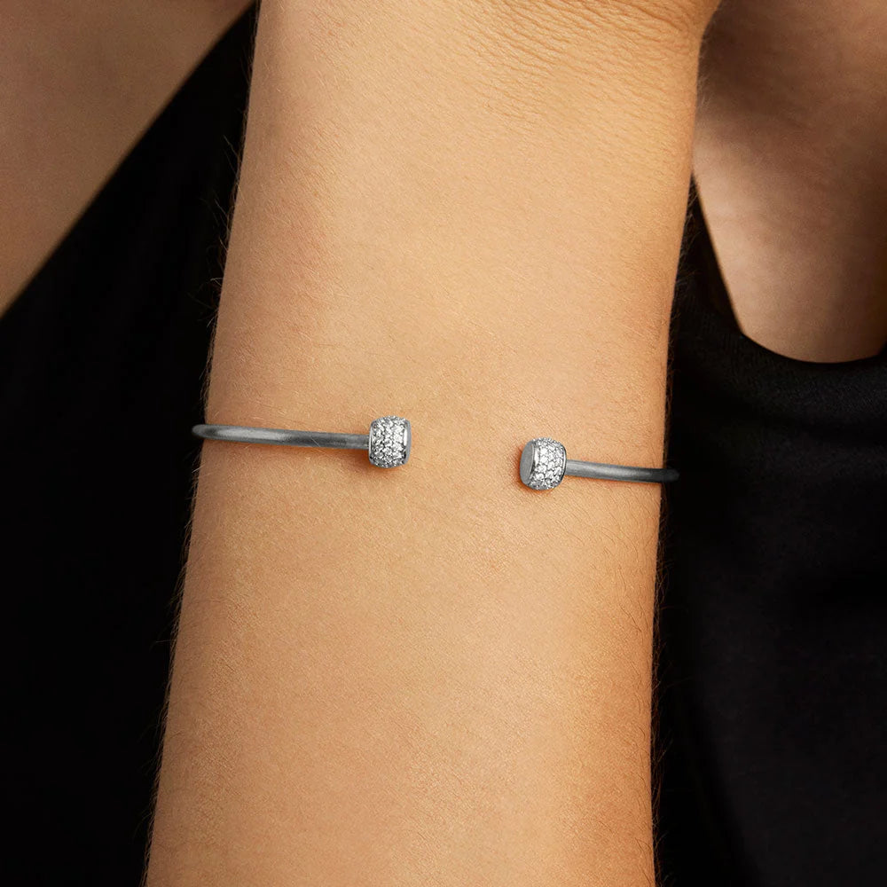 Juliette Pave Twist Bangle - Silver