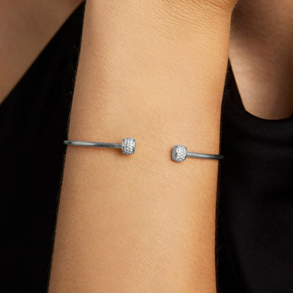 Juliette Pave Twist Bangle - Silver