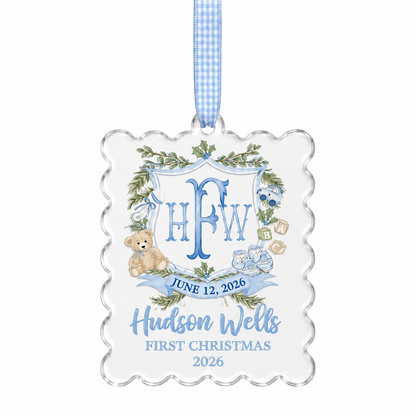 Baby's First Christmas Monogram Crest Ornament