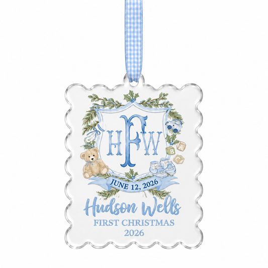 Baby's First Christmas Monogram Crest Ornament