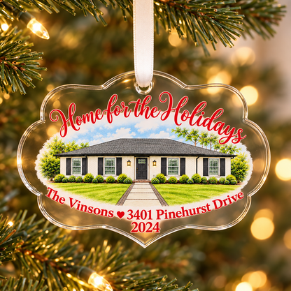 Home for the Holidays Personalized Ornament (Shape 2)
