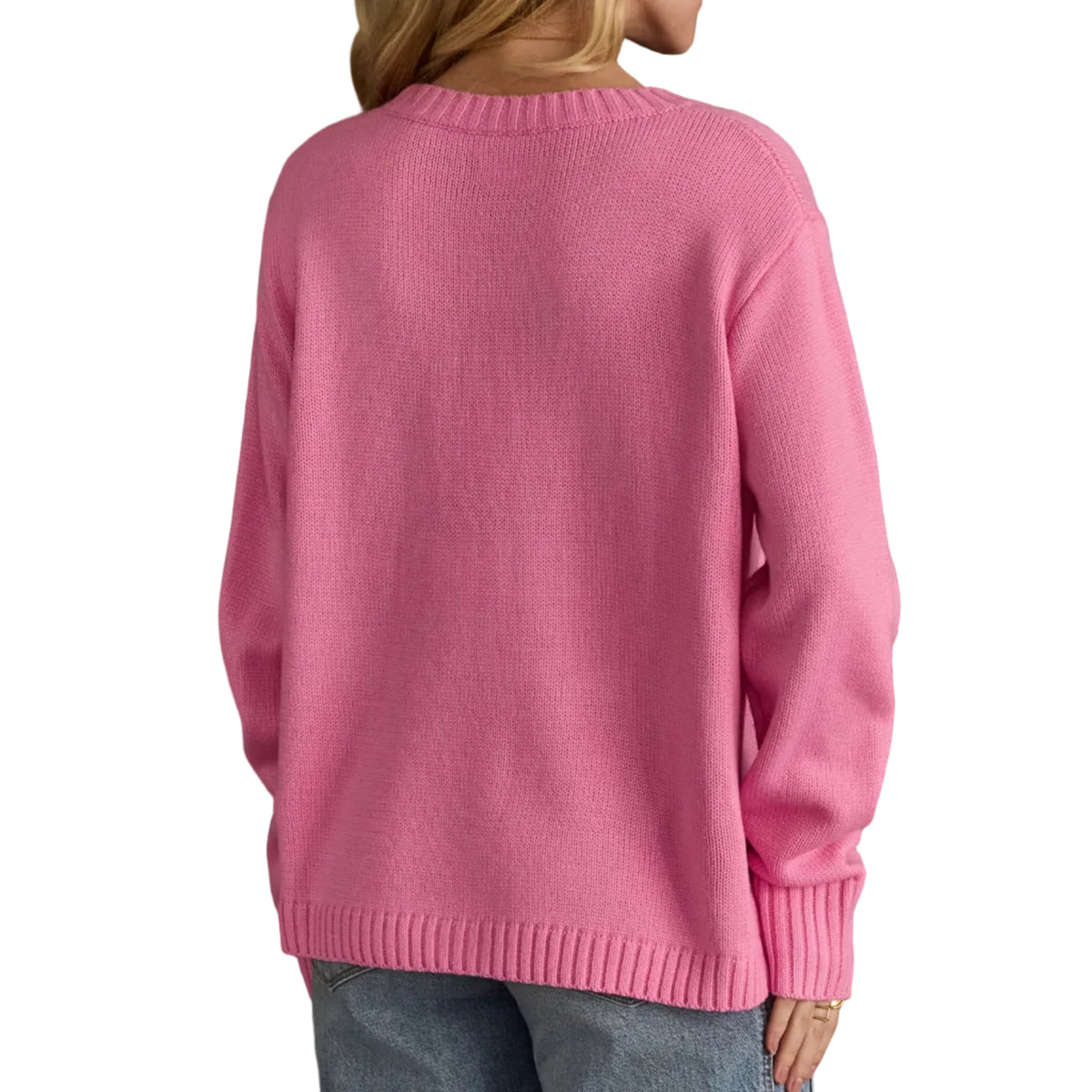 Pink Tis The Season Sweater, back