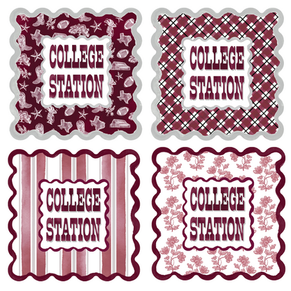 College Station Scalloped Acrylic Coasters (Set of 4)