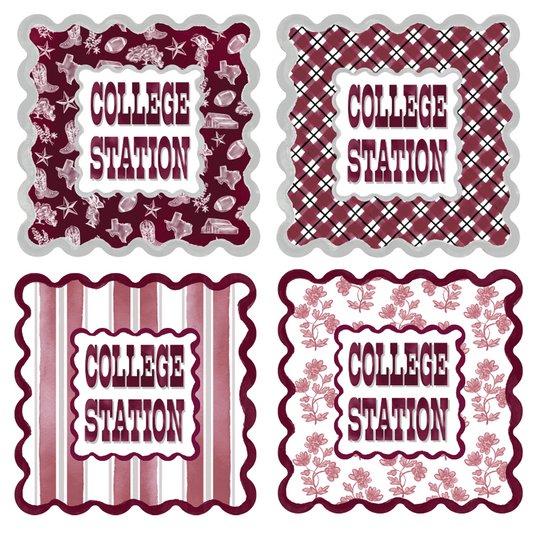 College Station Scalloped Acrylic Coasters (Set of 4)