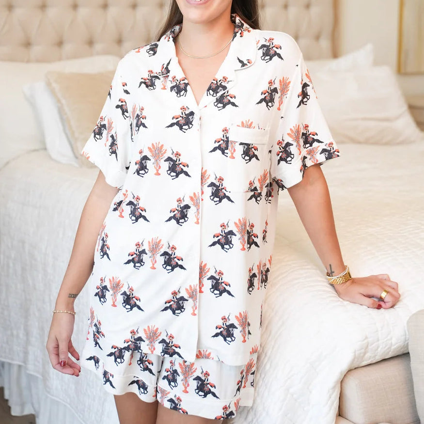 Black & Orange Heirloom Pajama Shorts Set