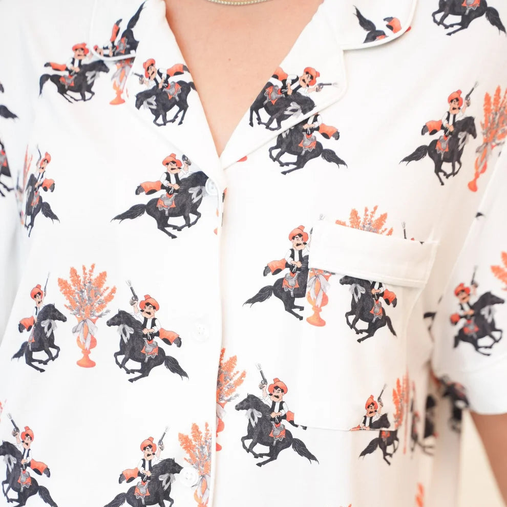 Black & Orange Heirloom Pajama Shorts Set