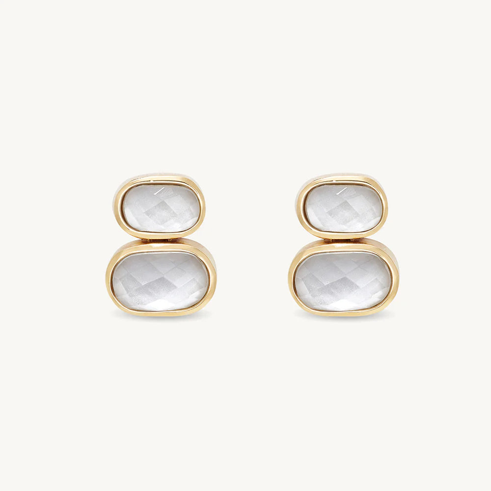 Mercer Double Gemstone Drops - Iridescent Pearl