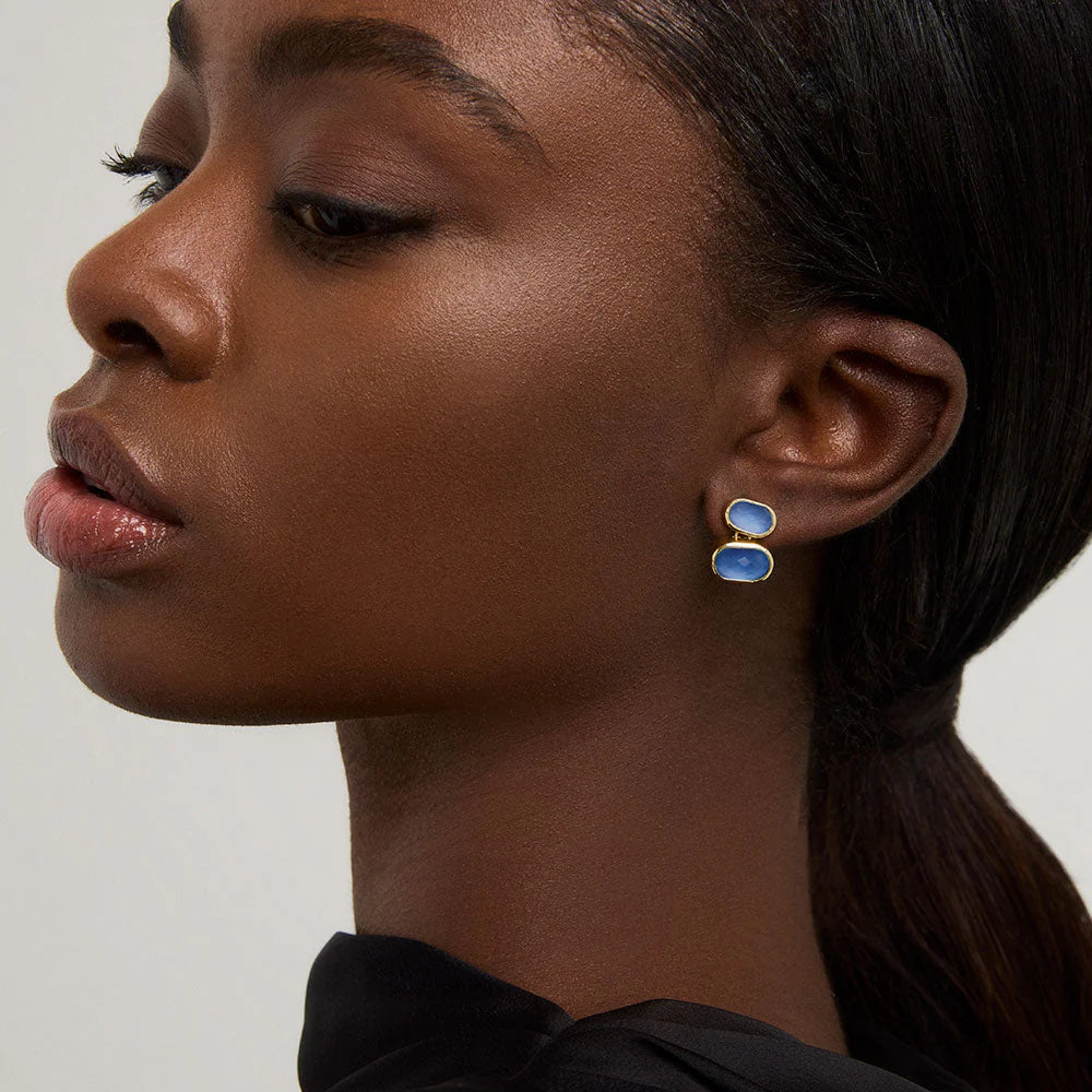 Mercer Double Gemstone Drops - Midnight Blue