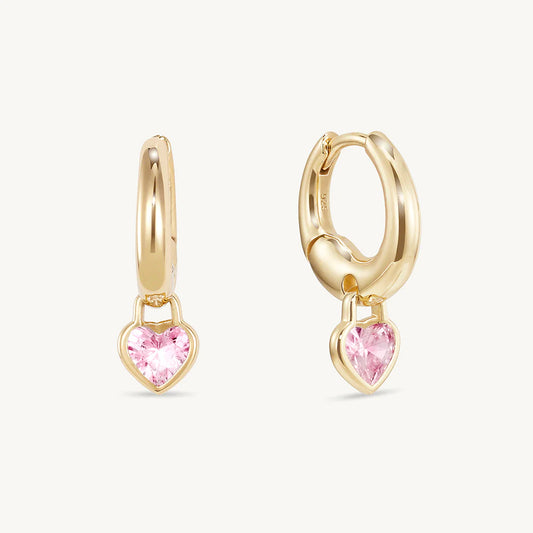 Cherie Heart Huggie Hoops