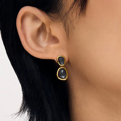 Cala Droplet Earrings - Iridescent Hematite