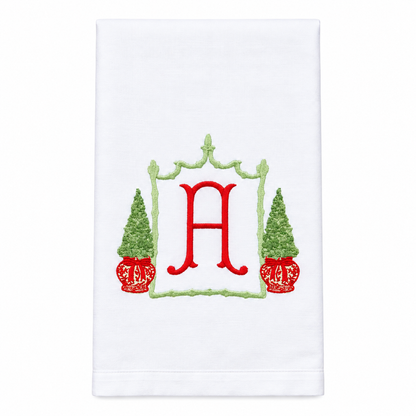 Holiday Topiary Frame Monogram Towel