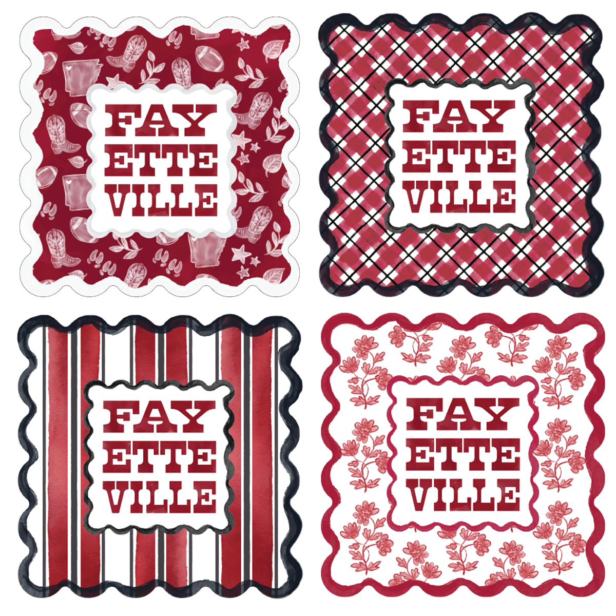 Fayetteville Scalloped Acrylic Coasters (Set of 4)