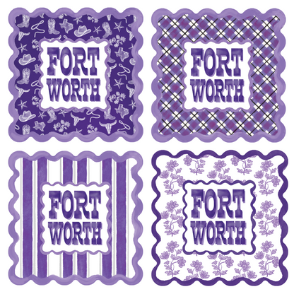 Fort Worth Scalloped Acrylic Coasters (Set of 4)