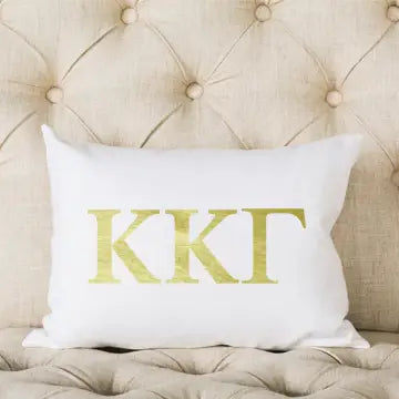 Sorority White and Gold Pillow